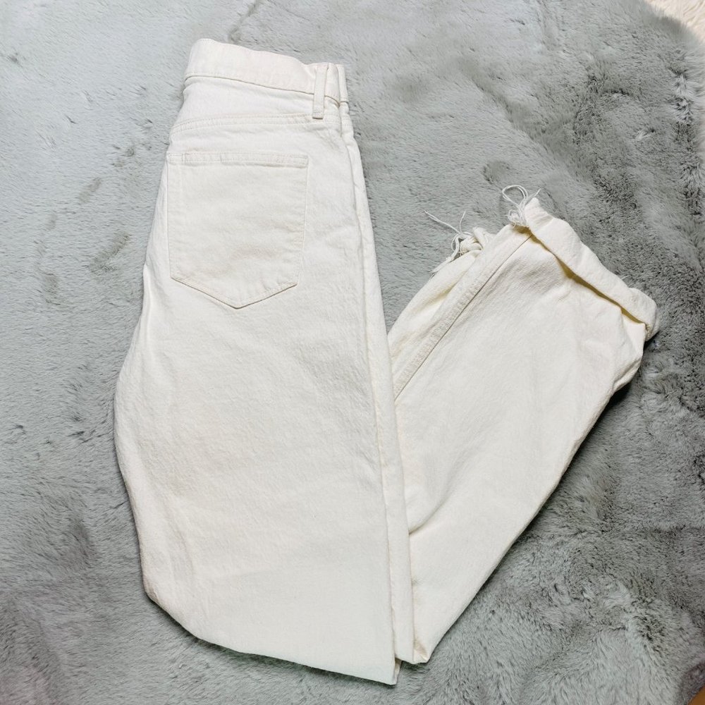 LOFT Womens White Denim Jeans High Waist Relaxed Straight Pockets Womens Size 26